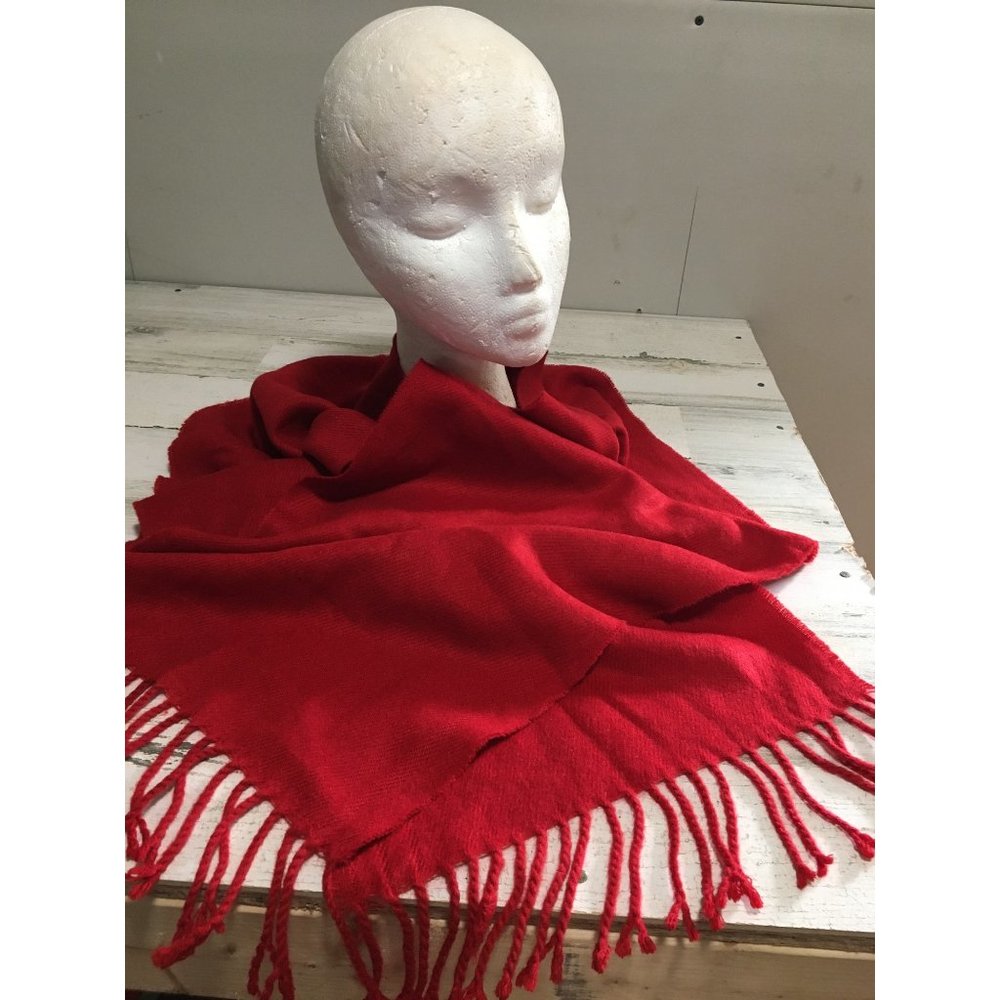 Red 13”x78” scarf with fringe